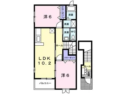 サンモール(2LDK/2階)の間取り写真
