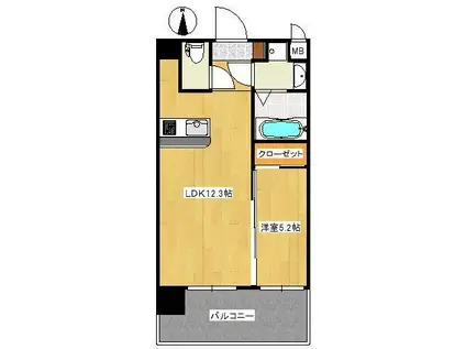 ビクトワール歯大前(1LDK/7階)の間取り写真