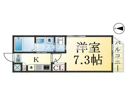 ワコーレヴィータ須磨離宮前(1K/3階)の間取り写真