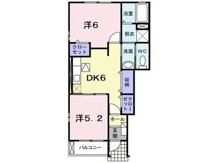 エクセランK・U(2DK/1階)の間取り写真