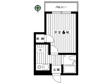 シャトー明治(1K/2階)の間取り写真