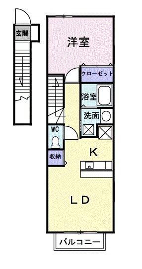アパートメントハウス船入公園(1LDK/2階)の間取り写真