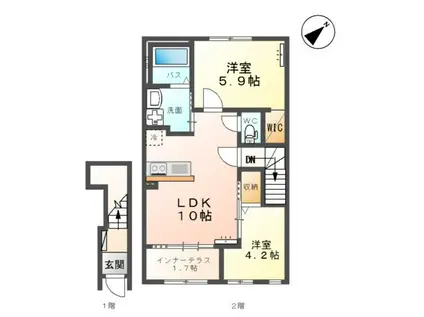 NANA LUNA(2LDK/2階)の間取り写真