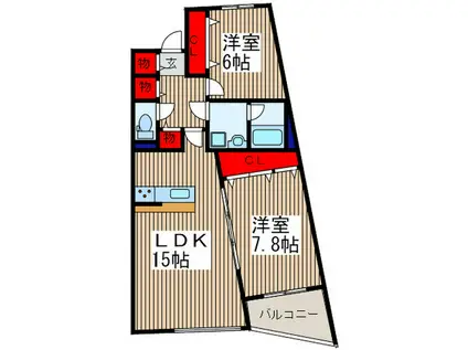 アルカンシエル(2LDK/5階)の間取り写真