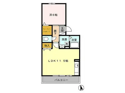 セジュール篠原(1LDK/2階)の間取り写真