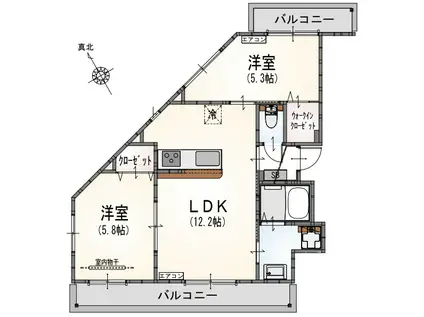 サンライズ登戸Ⅰ(2LDK/2階)の間取り写真
