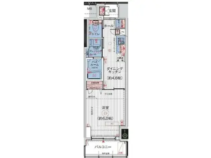 エステムプラザ芝公園(1DK/4階)の間取り写真