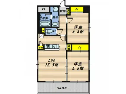 シャンデリア(2LDK/3階)の間取り写真