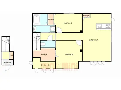 ラ・ポーズ 六甲 B棟(2LDK/2階)の間取り写真