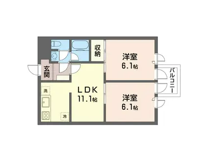 グリーンフラッツ小金井(2LDK/3階)の間取り写真
