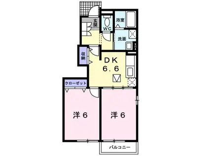 コロレカーサB(2DK/1階)の間取り写真