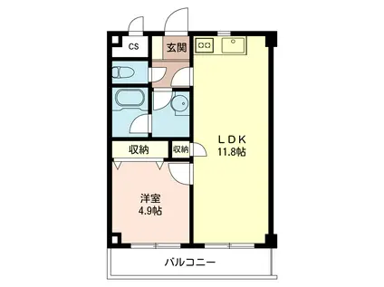 幸和ハイムII(1LDK/1階)の間取り写真