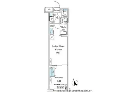 ルミエールⅠ(1K/2階)の間取り写真