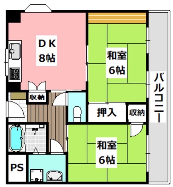東山ハイツ(2DK/3階)の間取り写真
