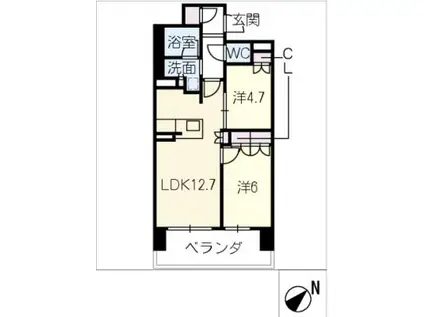 オープンレジデンシア神宮南802(2LDK/8階)の間取り写真