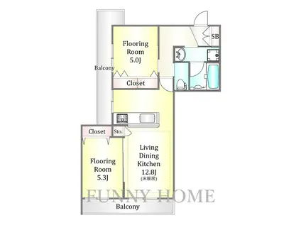 N・HAUS(2LDK/2階)の間取り写真