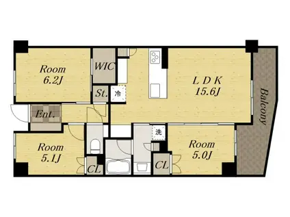 ハイネスクラウズ宝塚清荒神(3LDK/4階)の間取り写真