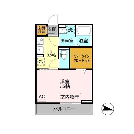 プチボヌール(1K/3階)の間取り写真