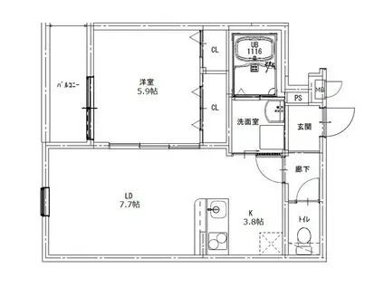 フジパレス教興寺三丁目(1LDK/1階)の間取り写真