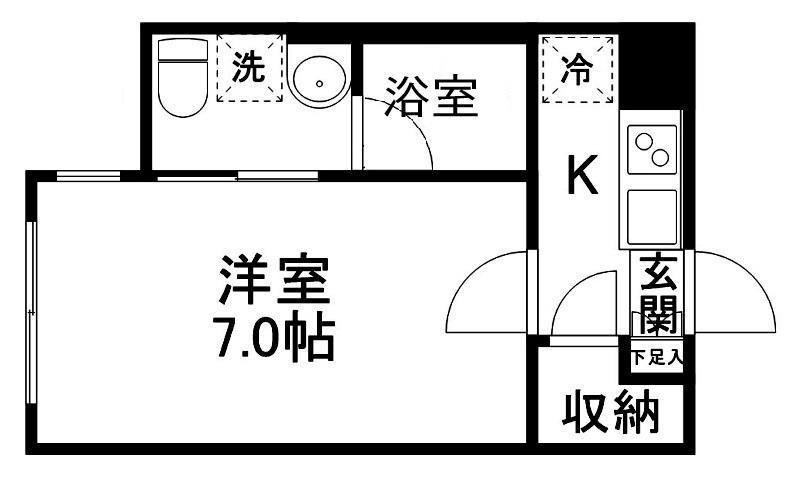 スタジオフラット八幡(1K/3階)の間取り写真