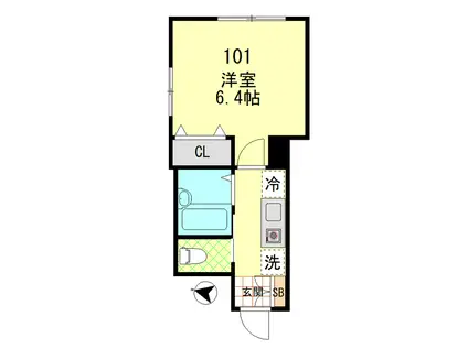 GLANZ五反野(1K/1階)の間取り写真
