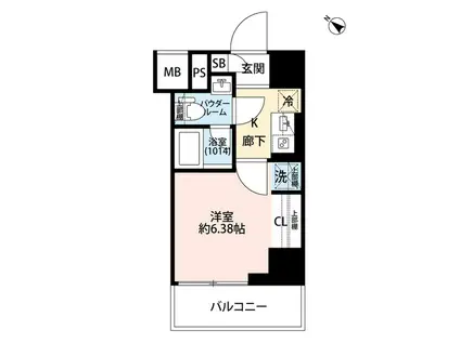 プレール・ドゥーク川口並木(1K/10階)の間取り写真