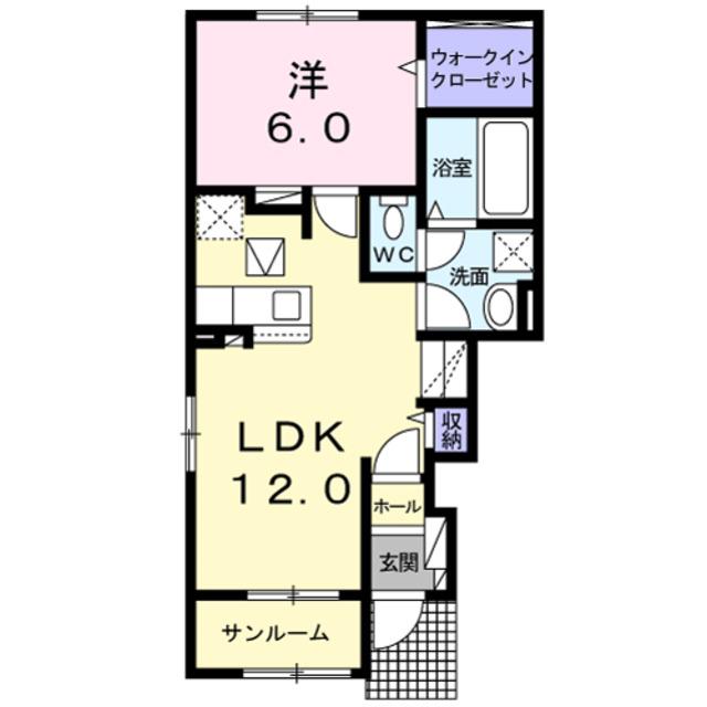 ヒールコートII(1LDK/1階)の間取り写真
