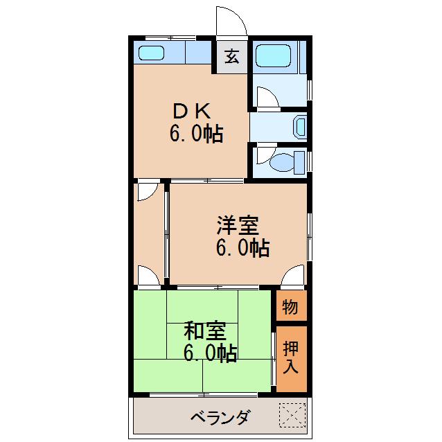 早瀬ビル(2DK/5階)の間取り写真