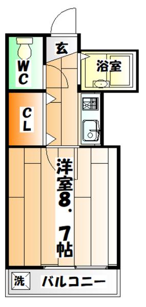 獅堀ハイツ(1K/3階)の間取り写真