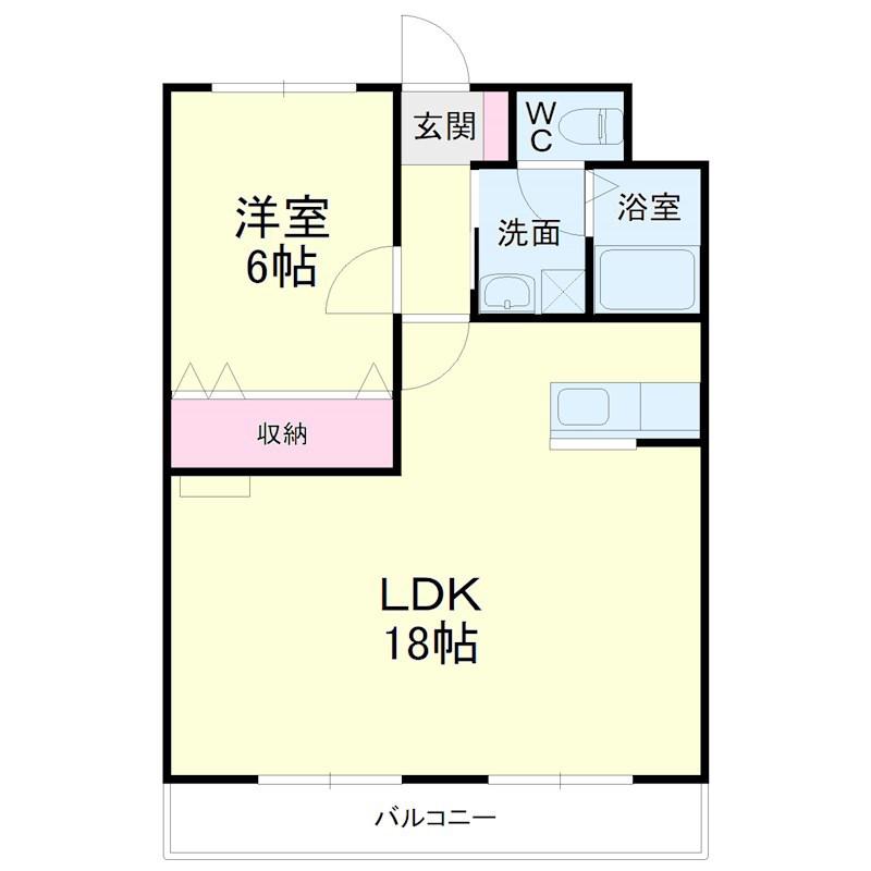 マンション楠通(1LDK/3階)の間取り写真