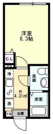 ルージュエール豊四季(1K/1階)の間取り写真
