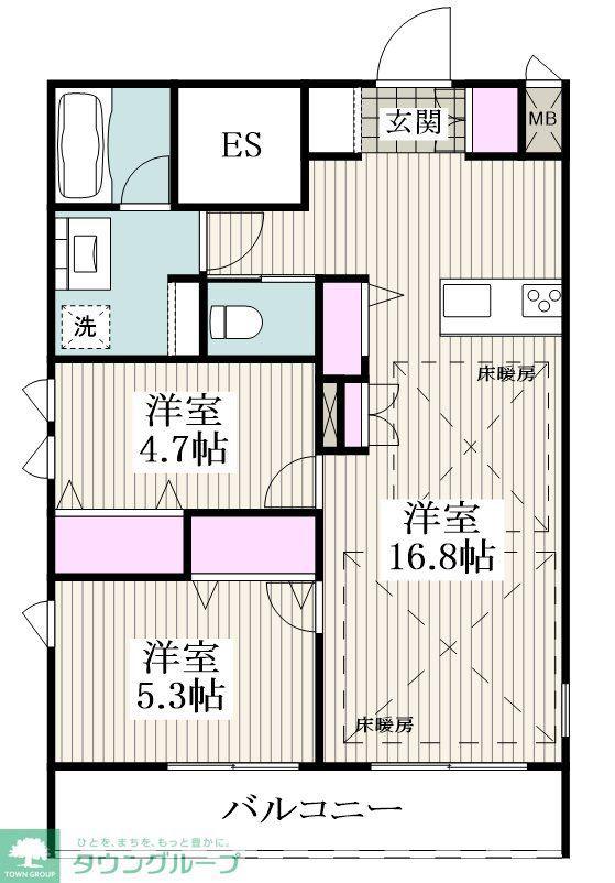 メゾンガーデニア(2LDK/3階)の間取り写真