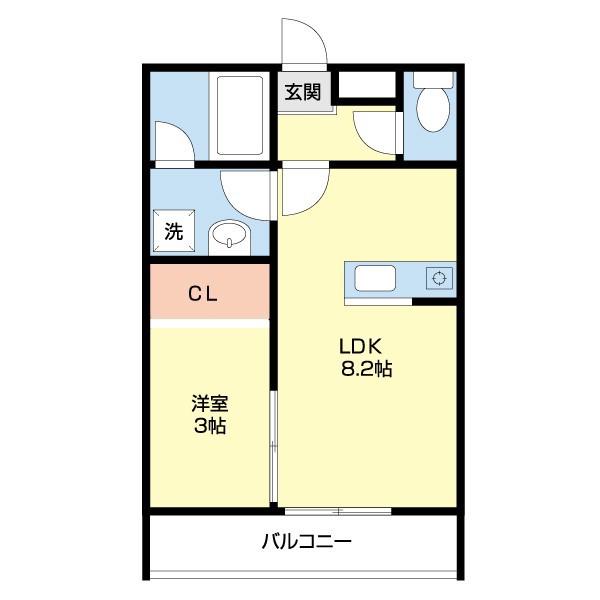 エクストリーム西小二里(1LDK/2階)の間取り写真