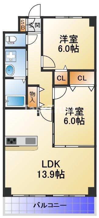 コモドガーデンヤマイチI(2LDK/6階)の間取り写真