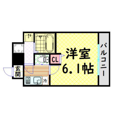 グランパシフィック今宮(1K/1階)の間取り写真