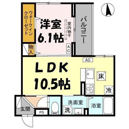 草加市氷川町PJⅣ A(1LDK/1階)の間取り写真