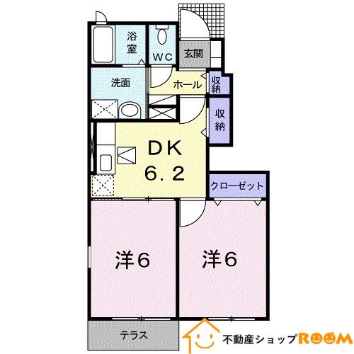 サン・カンナ・リリーI(2DK/1階)の間取り写真
