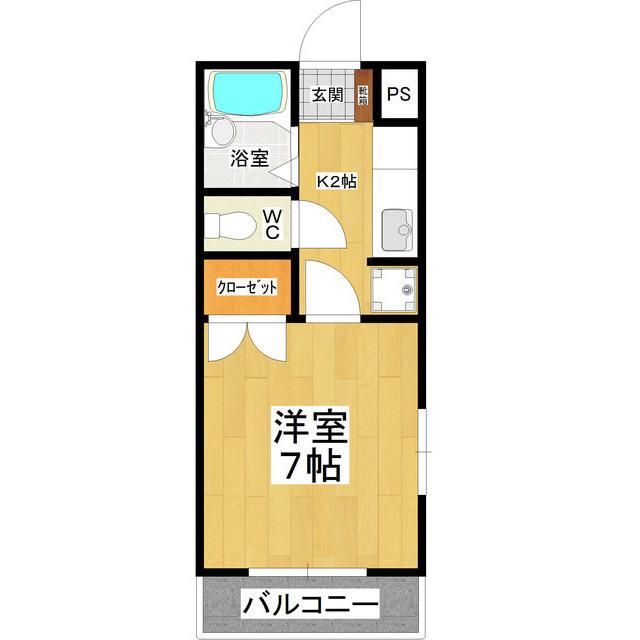 セントラルアクセス(1K/2階)の間取り写真