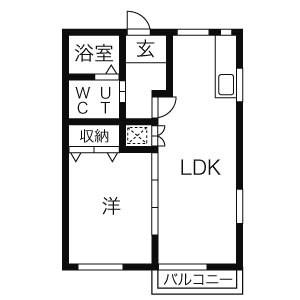 ウィンズ鵠沼(1LDK/2階)の間取り写真