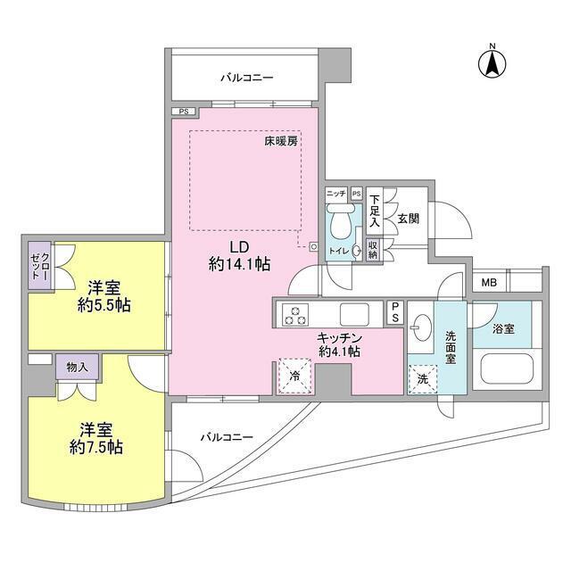 THECENTURYMIYAZAKIDAI(2LDK/3階)の間取り写真