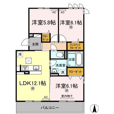 メゾン勝賀 A棟(3LDK/3階)の間取り写真