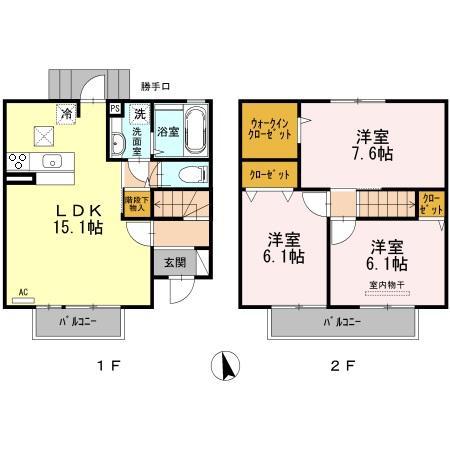 ステラハウスA(3LDK/1階)の間取り写真