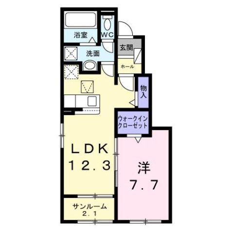 緑井3丁目アパート(1LDK/1階)の間取り写真