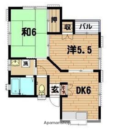 ハウスA(2K/2階)の間取り写真