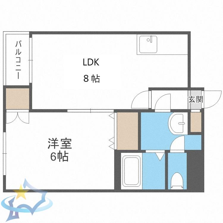 202松井ビル(1LDK/2階)の間取り写真