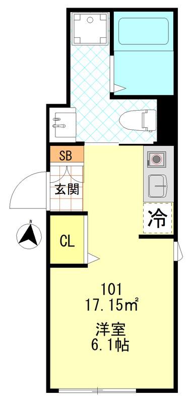 FERIO三河島(ワンルーム/1階)の間取り写真