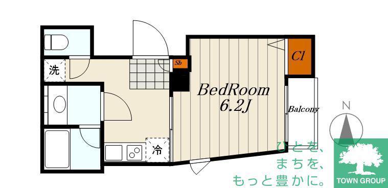 グランビル若林(1K/4階)の間取り写真