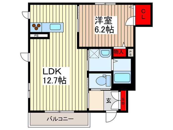 マンション鷹の巣 E棟(1LDK/1階)の間取り写真