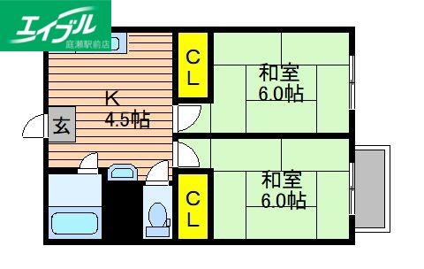 森脇アパート(2DK/2階)の間取り写真