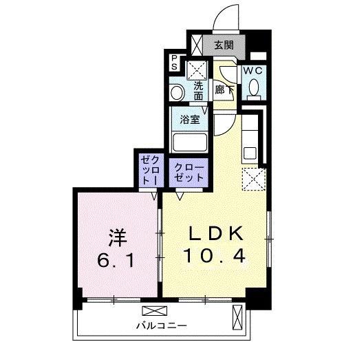 ハッピーメゾン Ⅵ(1LDK/5階)の間取り写真